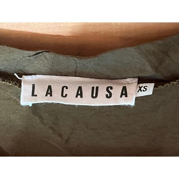 Lacausa women's olive green lightweight long sleeve dress. Anthropologie. XS - Picture 3 of 8